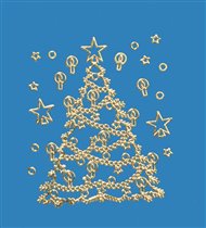  Наклейка 3D 'Новогодние елки', лист 10x24,5 см, золотистый