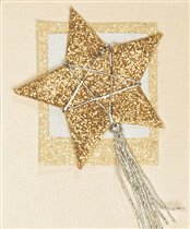 Открытки с картинками, 5,3x6,2 см, Золотая звезда с серебряным хохолком
