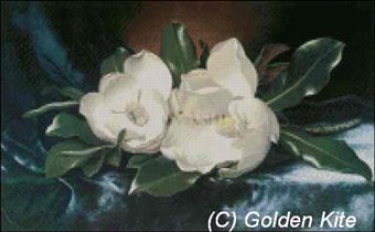 GK 546 Magnolias On A Blue Velvet Cloth