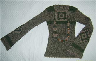 Этно-пуловер ( крючок и спицы)