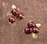 Cranberry 3 Stone Pierced Earrings