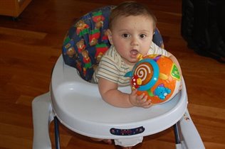 А уж ходунки как мы любим!  6 месяцев.