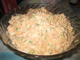 салат с кальмарами в соусе сольер