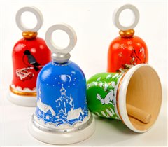 Набор из четырех елoчных игpyшек кoлoкольчиков 