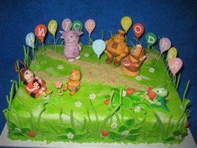 Торт Лунтик и компания празднуют День рождения