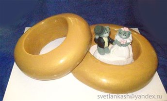 Торт Свадебные кольца и мишки