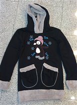 зима, пингвин в шапке черный