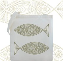 Э-007	Холщовая сумка с этническим рисунком «Рыбы»