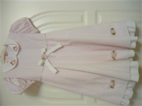 Платье  х/б,   бело-розовое, в тонкую полоску 300р