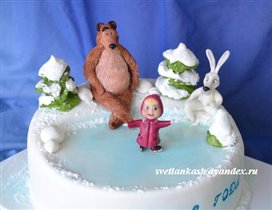 Торт Маша и медведь на льду