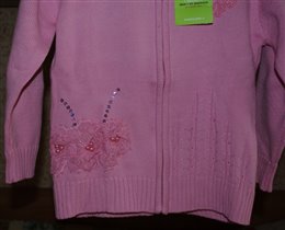 Розовый вязаный жакет с капюшоном 116-122