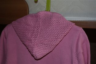 Розовый вязаный жакет с капюшоном 116-122