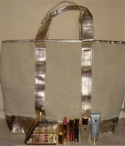 сумка EL беж-золотая с косметикой