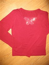 Красная кофточка с бабочкой 122-128
