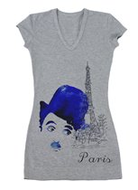 ФП1С-0435	Футболка-платье серое с рисунком 'Париж'