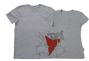 ФУ3ПС-0211 - Парные футболки серые Любовь-морковь.
