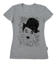 ФУ2С-0493 - Футболка женская серая Чарли Чаплин.