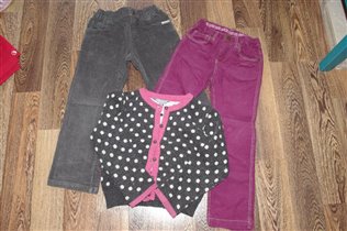 две пары вельветов+кофточка в горошек 600