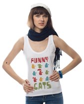 Майка женская белая/серая с рисунком Funny Cats