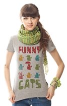 ФУ2С-0579-Футболка женская серая Funny Cats.