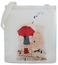 СУ1Н-0539-Холщевая сумка с рисунком Под зонтом.