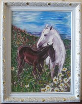 Картина 'Жеребёнок, белой лошади ребёнок'