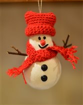 Снеговик из лампочки и папье-маше