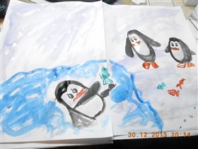 пингвины на рыбалке