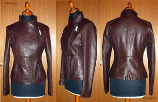 Кожаная куртка косуха коричневая
