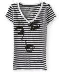 lady luxe striped v-neck graphic t