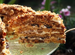 'Особенный' или Медовый торт с черносливом и грецк