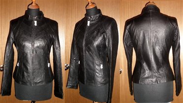 Кожаная куртки с декоративными ярусами кожи - елоч