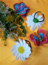 резиночки для волос и брошки - бабочки