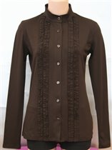 блуза с рюшками коричневая	размер 54
