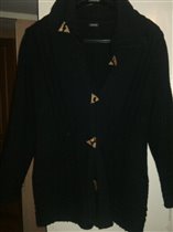 Кардиган на пуговицах черный крупной вязки