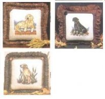 Three pillows - Golden Retriever, Black Lab, Yello