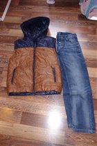 майораль двустороння жилетка+джинсы-рост 160-1300