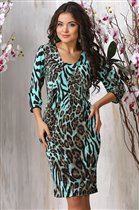 Платье 100-8.2. Леопард бирюзовый