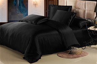Черное шелковое постельное белье