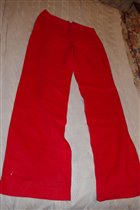 красные льняные брюки -франция-М-400