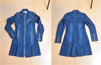 Плащ джинсовый темно-синий, XXL на 44-46  160 руб.