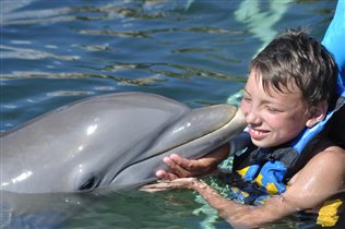 Саша и поцелуй с дельфином