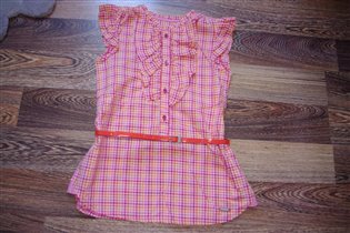 майораль рубашечка в клетку с пояском-128-400