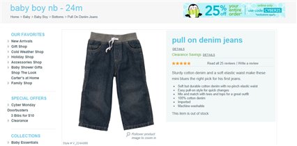 Carters Pull On Denim Jeans 6 мес