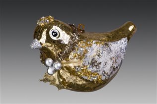 Птица 'Винтаж' золотая стеклянная, 12х5,5х7, =240