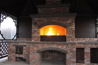 комплекс барбекю из кирпича ручной формовки