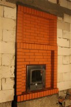 банная печь с кирпичным порталом