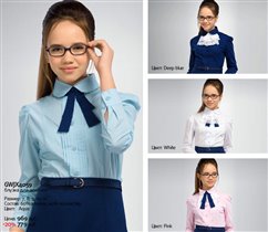 Голубая блузочка с жабо и галстучком