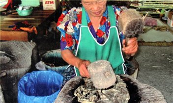 Затем кору отстукивают вручную.