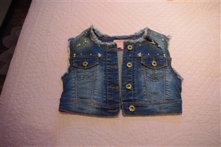 Майораль желетка джинсовая с жемчужиками-128-500